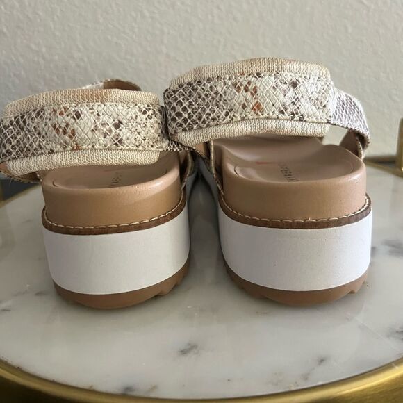 Lucky Brand Platform Wedge Sandals Animal Snake Tan White 10 - Picture 6 of 8